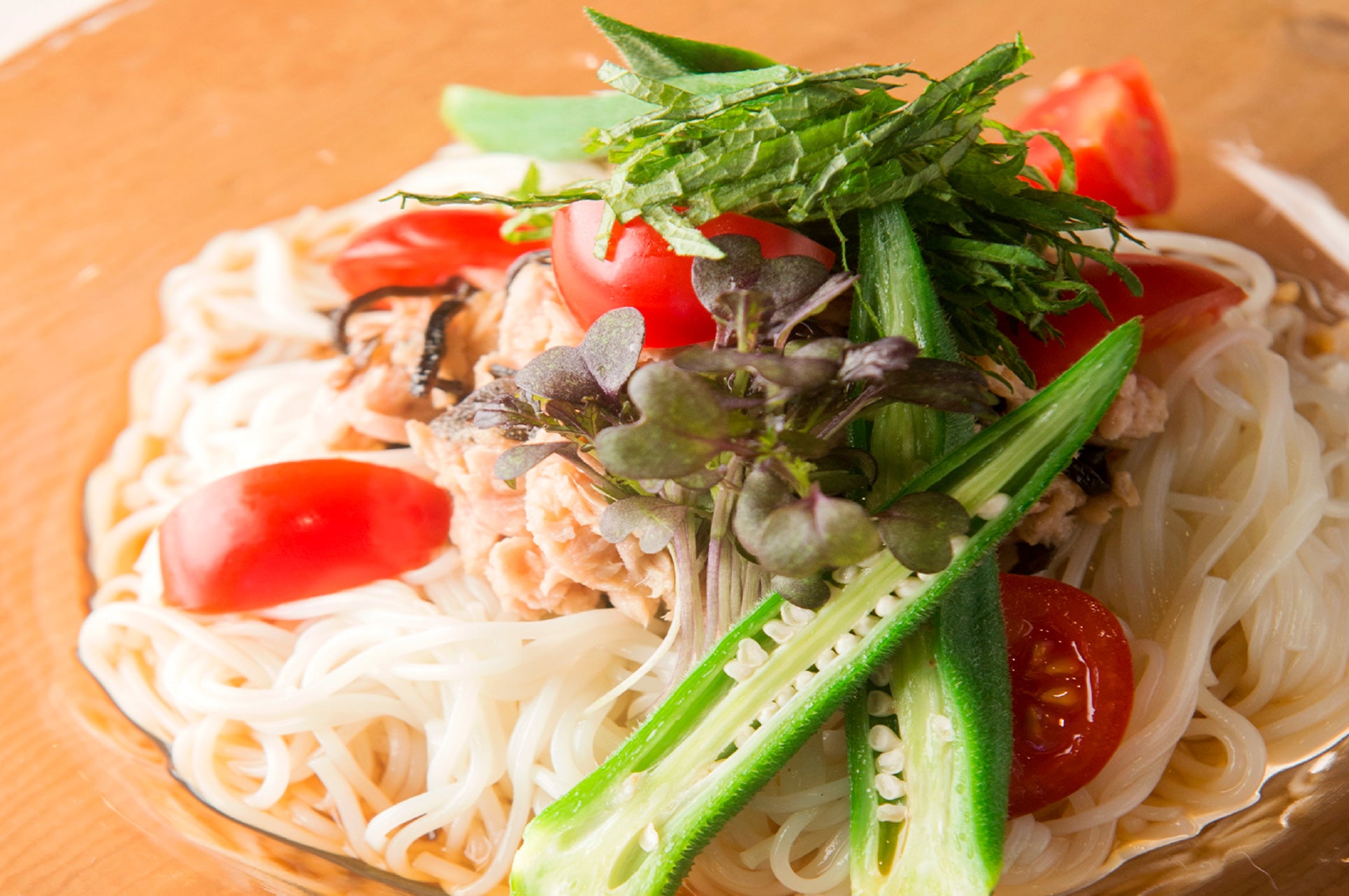 ツナと夏野菜のさっぱりいりこそうめん